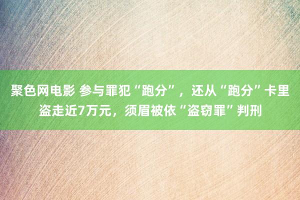 聚色网电影 参与罪犯“跑分”，还从“跑分”卡里盗走近7万元，须眉被依“盗窃罪”判刑