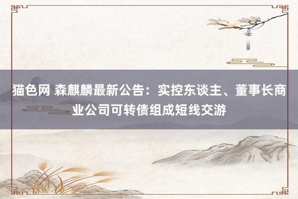 猫色网 森麒麟最新公告：实控东谈主、董事长商业公司可转债组成短线交游