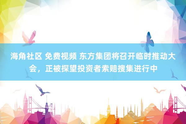 海角社区 免费视频 东方集团将召开临时推动大会，正被探望投资者索赔搜集进行中