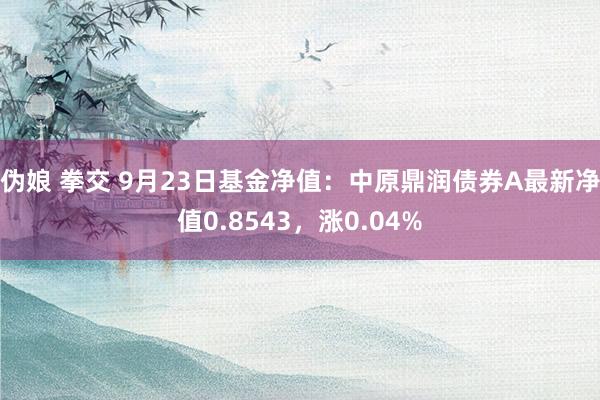 伪娘 拳交 9月23日基金净值：中原鼎润债券A最新净值0.8543，涨0.04%