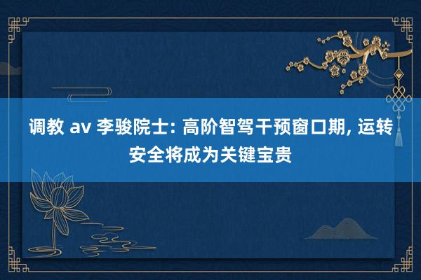 调教 av 李骏院士: 高阶智驾干预窗口期， 运转安全将成为关键宝贵