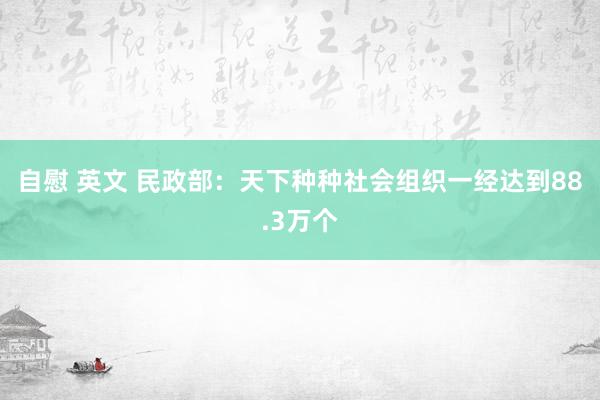 自慰 英文 民政部：天下种种社会组织一经达到88.3万个