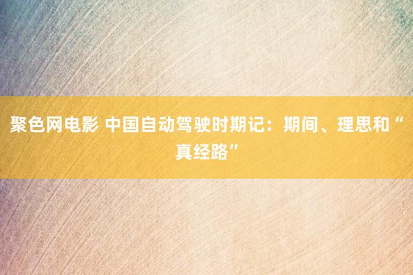 聚色网电影 中国自动驾驶时期记：期间、理思和“真经路”