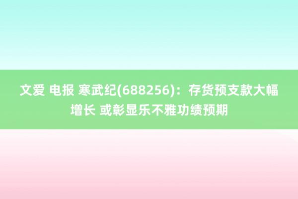 文爱 电报 寒武纪(688256)：存货预支款大幅增长 或彰显乐不雅功绩预期