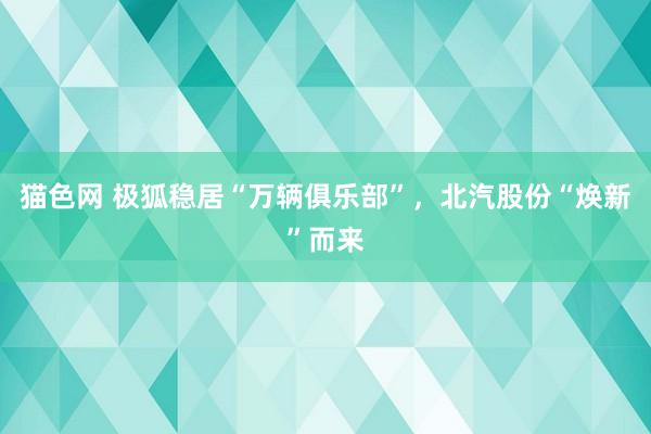 猫色网 极狐稳居“万辆俱乐部”，北汽股份“焕新”而来