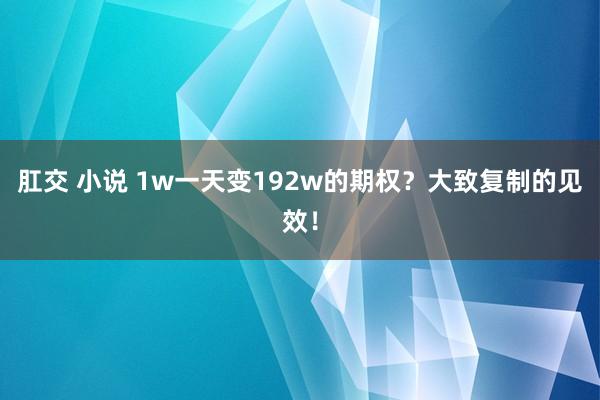 肛交 小说 1w一天变192w的期权？大致复制的见效！