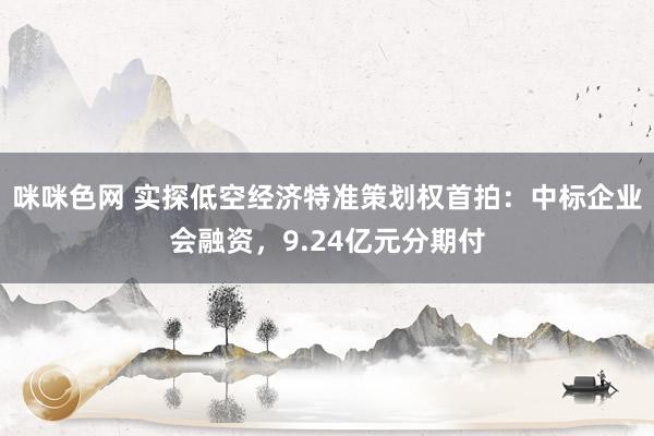 咪咪色网 实探低空经济特准策划权首拍：中标企业会融资，9.24亿元分期付