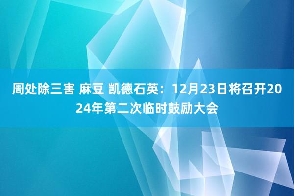 周处除三害 麻豆 凯德石英：12月23日将召开2024年第二次临时鼓励大会