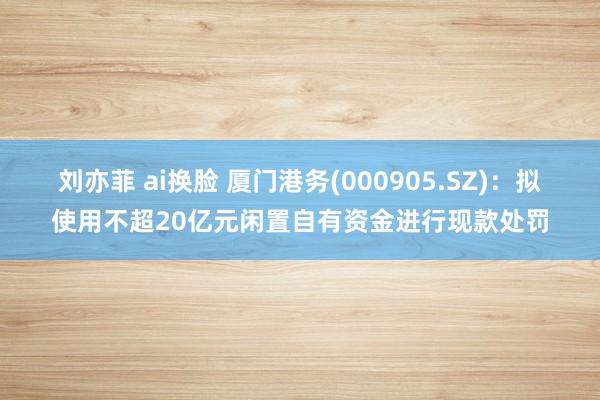 刘亦菲 ai换脸 厦门港务(000905.SZ)：拟使用不超20亿元闲置自有资金进行现款处罚