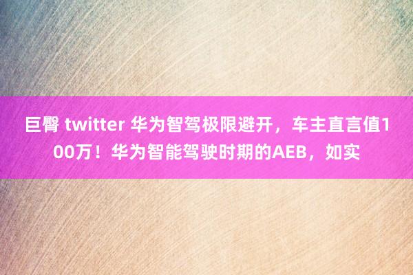 巨臀 twitter 华为智驾极限避开，车主直言值100万！华为智能驾驶时期的AEB，如实