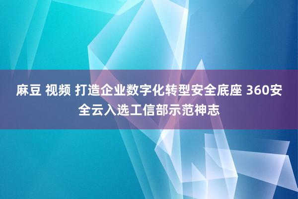 麻豆 视频 打造企业数字化转型安全底座 360安全云入选工信部示范神志