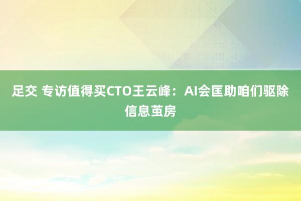 足交 专访值得买CTO王云峰：AI会匡助咱们驱除信息茧房