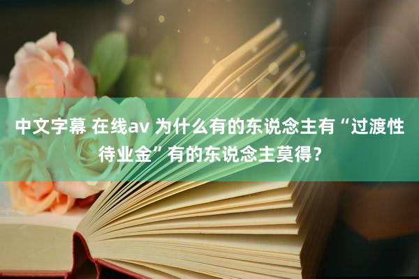 中文字幕 在线av 为什么有的东说念主有“过渡性待业金”有的东说念主莫得？