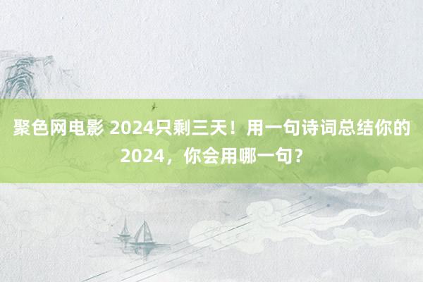 聚色网电影 2024只剩三天！用一句诗词总结你的2024，你会用哪一句？