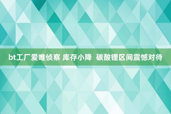 bt工厂爱唯侦察 库存小降  碳酸锂区间震憾对待