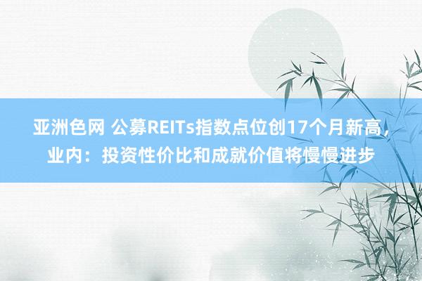 亚洲色网 公募REITs指数点位创17个月新高，业内：投资性价比和成就价值将慢慢进步