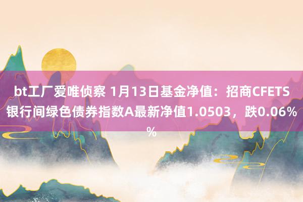 bt工厂爱唯侦察 1月13日基金净值：招商CFETS银行间绿色债券指数A最新净值1.0503，跌0.06%