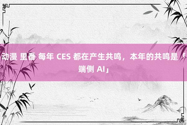 动漫 里番 每年 CES 都在产生共鸣，本年的共鸣是「端侧 AI」